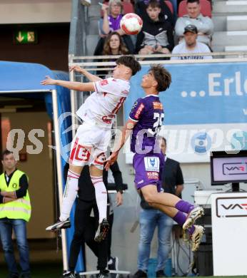 Fussball Bundesliga. SK Austria Klagenfurt gegen GAK.  Matteo Kitz   (Klagenfurt), Christian Lichtenberger  (GAK). Klagenfurt, am 19.4.2025.
Foto: Kuess
---
pressefotos, pressefotografie, kuess, qs, qspictures, sport, bild, bilder, bilddatenbank
