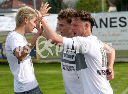 Fussball 1. Klasse C. KAC 1909 Juniors gegen Maria Saal.  Torjubel Fabian Miesenboeck (Maria Saal). Klagenfurt, am 20..4.2025.
Foto: Kuess
www.qspictures.net
---
pressefotos, pressefotografie, kuess, qs, qspictures, sport, bild, bilder, bilddatenbank