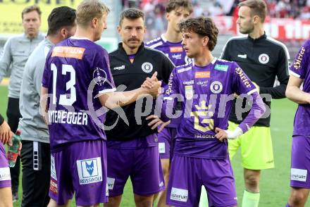 Fussball Bundesliga. SK Austria Klagenfurt gegen GAK. Martin Hinteregger, Christopher Wernitznig, Philipp Wydra  (Klagenfurt). Klagenfurt, am 19.4.2025.
Foto: Kuess
---
pressefotos, pressefotografie, kuess, qs, qspictures, sport, bild, bilder, bilddatenbank