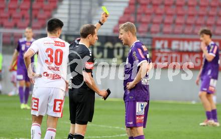 Fussball Bundesliga. SK Austria Klagenfurt gegen GAK.  Schiedsrichter Harald Lechner, Martin Hinteregger   (Klagenfurt). Klagenfurt, am 19.4.2025.
Foto: Kuess
---
pressefotos, pressefotografie, kuess, qs, qspictures, sport, bild, bilder, bilddatenbank