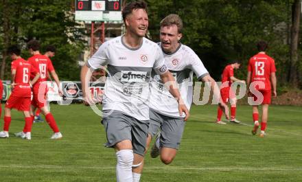 Fussball 1. Klasse C. KAC 1909 Juniors gegen Maria Saal.  Torjubel Fabian Miesenboeck (Maria Saal). Klagenfurt, am 20..4.2025.
Foto: Kuess
www.qspictures.net
---
pressefotos, pressefotografie, kuess, qs, qspictures, sport, bild, bilder, bilddatenbank