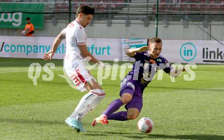 Fussball Bundesliga. SK Austria Klagenfurt gegen GAK.  Tobias Koch  (Klagenfurt), Antonio Tikvic  (GAK). Klagenfurt, am 19.4.2025.
Foto: Kuess
---
pressefotos, pressefotografie, kuess, qs, qspictures, sport, bild, bilder, bilddatenbank