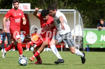 Fussball 1. Klasse C. KAC 1909 Juniors gegen Maria Saal. Sebastian Salama (KAC),  Aldamir Araujo Da Silva Filho (Maria Saal). Klagenfurt, am 20..4.2025.
Foto: Kuess
www.qspictures.net
---
pressefotos, pressefotografie, kuess, qs, qspictures, sport, bild, bilder, bilddatenbank