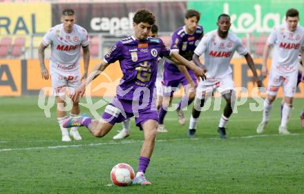 Fussball Bundesliga. SK Austria Klagenfurt gegen GAK.  Ben Bobzien   (Klagenfurt). Klagenfurt, am 19.4.2025.
Foto: Kuess
---
pressefotos, pressefotografie, kuess, qs, qspictures, sport, bild, bilder, bilddatenbank