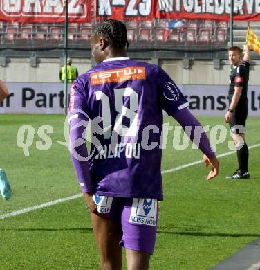Fussball Bundesliga. SK Austria Klagenfurt gegen GAK.  Dikeni Salifou  (Klagenfurt). Klagenfurt, am 19.4.2025.
Foto: Kuess
www.qspictures.net
---
pressefotos, pressefotografie, kuess, qs, qspictures, sport, bild, bilder, bilddatenbank
