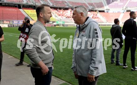 Fussball Bundesliga. SK Austria Klagenfurt gegen GAK.    Trainer Peter Pacult (Klagenfurt), Trainer Ferdinand Feldhofer  (GAK). Klagenfurt, am 19.4.2025.
Foto: Kuess
---
pressefotos, pressefotografie, kuess, qs, qspictures, sport, bild, bilder, bilddatenbank