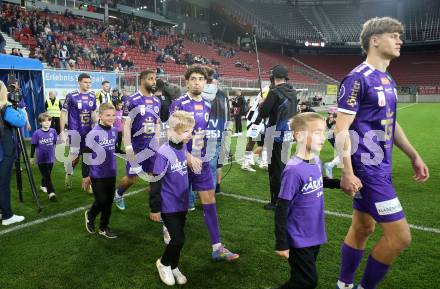 Fussball Bundesliga. SK Austria Klagenfurt gegen LASK. Jannik Robatsch, Ben Bobzien, Keanan Bennetts, David Toshevski   (Klagenfurt).  Klagenfurt, am 22.4.2025.
Foto: Kuess
---
pressefotos, pressefotografie, kuess, qs, qspictures, sport, bild, bilder, bilddatenbank