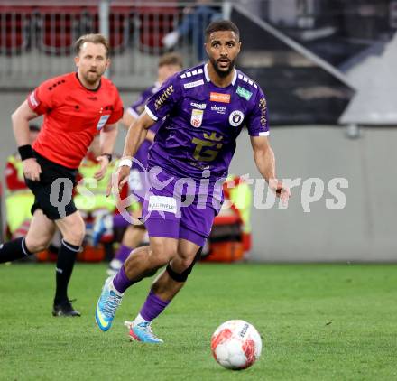 Fussball Bundesliga. SK Austria Klagenfurt gegen LASK.  Keanan Bennetts  (Klagenfurt). Klagenfurt, am 22.4.2025.
Foto: Kuess
---
pressefotos, pressefotografie, kuess, qs, qspictures, sport, bild, bilder, bilddatenbank