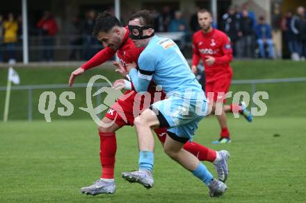 Fussball Kaerntner Liga. Bleiburg gegen SAK. Matheo Pichler (Bleiburg),  Yosifov Angelov Svetlozar  (SAK). Bleiburg, am 26..4.2025.
Foto: Kuess
www.qspictures.net
---
pressefotos, pressefotografie, kuess, qs, qspictures, sport, bild, bilder, bilddatenbank
