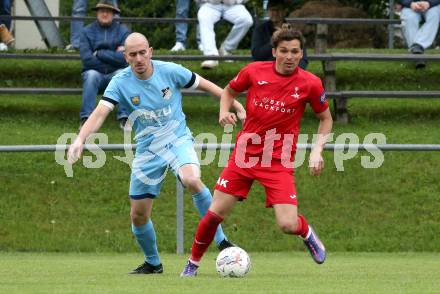 Fussball Kaerntner Liga. Bleiburg gegen SAK. Nikola Tolimir (Bleiburg),   Luka Gajic (SAK). Bleiburg, am 26..4.2025.
Foto: Kuess
www.qspictures.net
---
pressefotos, pressefotografie, kuess, qs, qspictures, sport, bild, bilder, bilddatenbank