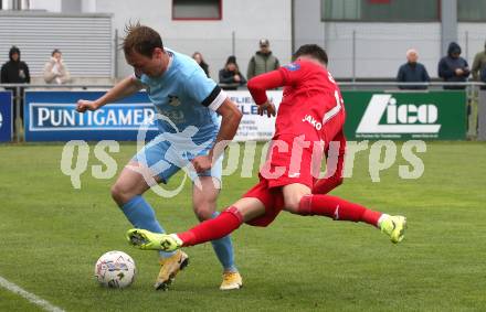 Fussball Kaerntner Liga. Bleiburg gegen SAK. Marcel Primozic (Bleiburg),  Hrvoje Jakovljevic  (SAK). Bleiburg, am 26..4.2025.
Foto: Kuess
www.qspictures.net
---
pressefotos, pressefotografie, kuess, qs, qspictures, sport, bild, bilder, bilddatenbank