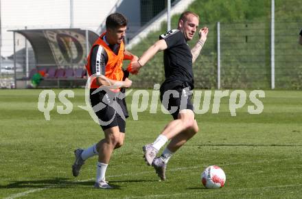 Fussball Bundesliga. Training SK Austria Klagenfurt. Dino Delic, Florian Jaritz. Klagenfurt, am 28.4.2025.
Foto: Kuess
---
pressefotos, pressefotografie, kuess, qs, qspictures, sport, bild, bilder, bilddatenbank