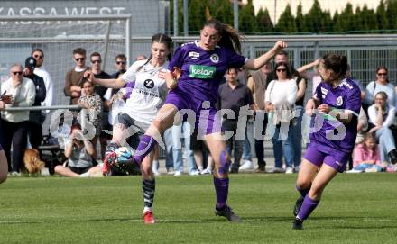 Fussball Frauen. KFV Cup. Sk Austria Klagenfurt gegen Kraig. Alina-Marie Vaschauner  (Klagenfurt), Michelle Claudia Terkl (Kraig). Klagenfurt, am 27.4.2025.
Foto: Kuess
www.qspictures.net
---
pressefotos, pressefotografie, kuess, qs, qspictures, sport, bild, bilder, bilddatenbank