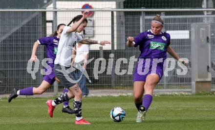 Fussball Frauen. KFV Cup. Sk Austria Klagenfurt gegen Kraig. Anna Daniela Herkner (Klagenfurt), Michelle Claudia Terkl  (Kraig). Klagenfurt, am 27.4.2025.
Foto: Kuess
www.qspictures.net
---
pressefotos, pressefotografie, kuess, qs, qspictures, sport, bild, bilder, bilddatenbank