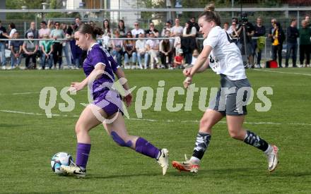 Fussball Frauen. KFV Cup. Sk Austria Klagenfurt gegen Kraig. Annika Buerger  (Klagenfurt), Julia Bergmann (Kraig). Klagenfurt, am 27.4.2025.
Foto: Kuess
www.qspictures.net
---
pressefotos, pressefotografie, kuess, qs, qspictures, sport, bild, bilder, bilddatenbank