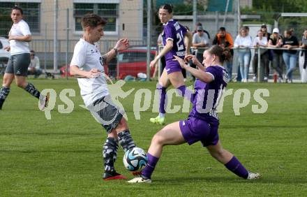 Fussball Frauen. KFV Cup. Sk Austria Klagenfurt gegen Kraig. Annika Buerger  (Klagenfurt), Patrizia Rasbernig (Kraig). Klagenfurt, am 27.4.2025.
Foto: Kuess
www.qspictures.net
---
pressefotos, pressefotografie, kuess, qs, qspictures, sport, bild, bilder, bilddatenbank