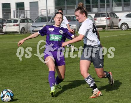 Fussball Frauen. KFV Cup. Sk Austria Klagenfurt gegen Kraig. Kristina Hohenwarter  (Klagenfurt), Julia Bergmann (Kraig). Klagenfurt, am 27.4.2025.
Foto: Kuess
www.qspictures.net
---
pressefotos, pressefotografie, kuess, qs, qspictures, sport, bild, bilder, bilddatenbank