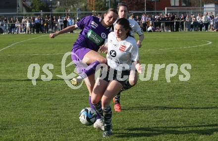 Fussball Frauen. KFV Cup. Sk Austria Klagenfurt gegen Kraig.  Antonia Monika Kogler (Klagenfurt), Valentina Marie Urabl (Kraig). Klagenfurt, am 27.4.2025.
Foto: Kuess
www.qspictures.net
---
pressefotos, pressefotografie, kuess, qs, qspictures, sport, bild, bilder, bilddatenbank