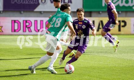 FFussball Bundesliga. SK Austria Klagenfurt gegen WSG Tirol. Simon Straudi,  (Austria Klagenfurt),  Thomas Geris (Tirol). Klagenfurt, am 10.5.2025.
Foto: Kuess
www.qspictures.net
---
pressefotos, pressefotografie, kuess, qs, qspictures, sport, bild, bilder, bilddatenbank