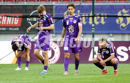 FFussball Bundesliga. SK Austria Klagenfurt gegen WSG Tirol. Jannik Robatsch, Thorsten Mahrer, Christopher Wernitznig (Austria Klagenfurt),  Klagenfurt, am 10.5.2025.
Foto: Kuess
www.qspictures.net
---
pressefotos, pressefotografie, kuess, qs, qspictures, sport, bild, bilder, bilddatenbank