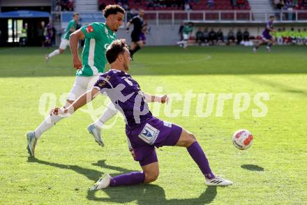 Fussball Bundesliga. SK Austria Klagenfurt gegen WSG Tirol. Simon Straudi (SK Austria Klagenfurt). Thomas Geris (Tirol). Klagenfurt, am 10.5.2025.
Foto: Kuess
www.qspictures.net
---
pressefotos, pressefotografie, kuess, qs, qspictures, sport, bild, bilder, bilddatenbank