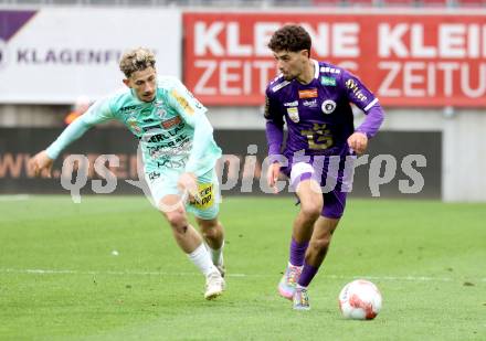 Fussball Bundesliga. SK Austria Klagenfurt gegen TSV Hartberg. Ben Bobzien (SK Austria Klagenfurt), Damjan Kovacevic (Hartberg). Klagenfurt, am 23.5.2025.
Foto: Kuess
www.qspictures.net
---
pressefotos, pressefotografie, kuess, qs, qspictures, sport, bild, bilder, bilddatenbank