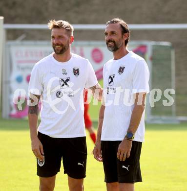 Fussball. Nachwuchsraining mit OEFB Teamchef Ralf Rangnick. Guido Burgstaller, Martin Stranzl. Wernberg, am 13.6.2025.
Foto: Kuess
---
pressefotos, pressefotografie, kuess, qs, qspictures, sport, bild, bilder, bilddatenbank