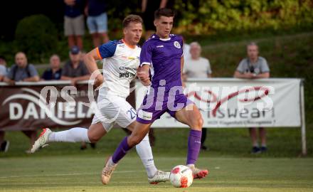 Fussball Testspiel. SK Austria Klagenfurt gegen Treibach. Andrija Djordjevic (Klagenfurt), Manuel Primusch (Treibach). Gurnitz, am 27.6.2025.
Foto: Kuess
www.qspictures.net
---
pressefotos, pressefotografie, kuess, qs, qspictures, sport, bild, bilder, bilddatenbank