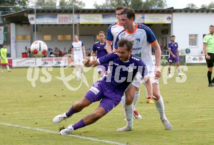 Fussball Testspiel. SK Austria Klagenfurt gegen Treibach.  Leo Vielgut (Klagenfurt), Marco Pusnik (Treibach). Gurnitz, am 27.6.2025.
Foto: Kuess
www.qspictures.net
---
pressefotos, pressefotografie, kuess, qs, qspictures, sport, bild, bilder, bilddatenbank