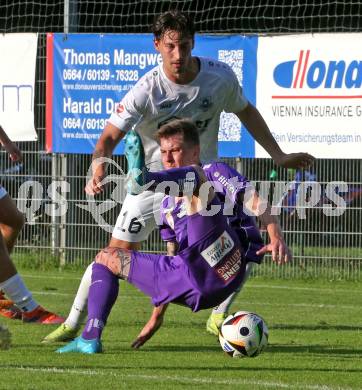 Fussball Testspiel. Velden gegen SK Austria Klagenfurt.  Luka Caculovic (Velden), Nik Marinsek  (Klagenfurt). Velden, am 18.7.2025.
Foto: Kuess
www.qspictures.net
---
pressefotos, pressefotografie, kuess, qs, qspictures, sport, bild, bilder, bilddatenbank