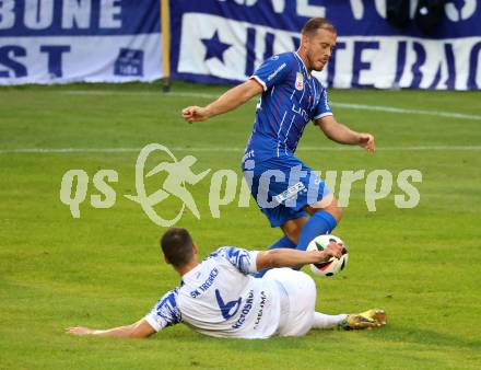 Fussball OEFB Cup. Treibach gegen Blau Weiss Linz.  Kiril Hristov Ristoskkov (Treibach), Simon Pirkl  (BW Linz). Treibach, am 25.7.2025.
Foto: Kuess
www.qspictures.net
---
pressefotos, pressefotografie, kuess, qs, qspictures, sport, bild, bilder, bilddatenbank