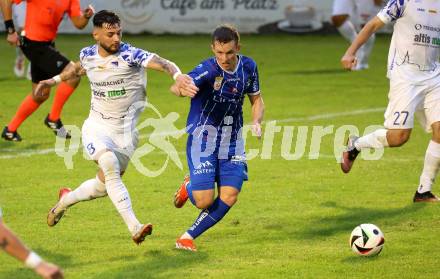 Fussball OEFB Cup. Treibach gegen Blau Weiss Linz.  Nikolaos Kokkas (Treibach), Nico Maier  (BW Linz). Treibach, am 25.7.2025.
Foto: Kuess
www.qspictures.net
---
pressefotos, pressefotografie, kuess, qs, qspictures, sport, bild, bilder, bilddatenbank