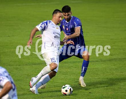 Fussball OEFB Cup. Treibach gegen Blau Weiss Linz. Vahid Muharemovic  (Treibach),  Alem Pasic (BW Linz). Treibach, am 25.7.2025.
Foto: Kuess
www.qspictures.net
---
pressefotos, pressefotografie, kuess, qs, qspictures, sport, bild, bilder, bilddatenbank