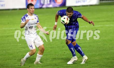 Fussball OEFB Cup. Treibach gegen Blau Weiss Linz.  Manuel Tialler (Treibach),  Martin Moormann (BW Linz). Treibach, am 25.7.2025.
Foto: Kuess
www.qspictures.net
---
pressefotos, pressefotografie, kuess, qs, qspictures, sport, bild, bilder, bilddatenbank