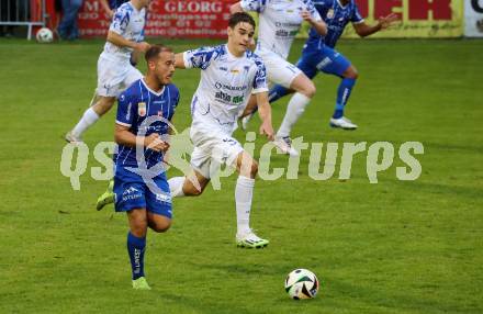 Fussball OEFB Cup. Treibach gegen Blau Weiss Linz.  Marius Maierhofer (Treibach),  Simon Pirkl (BW Linz). Treibach, am 25.7.2025.
Foto: Kuess
www.qspictures.net
---
pressefotos, pressefotografie, kuess, qs, qspictures, sport, bild, bilder, bilddatenbank