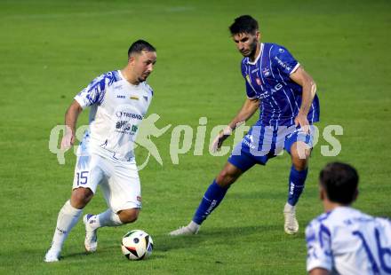 Fussball OEFB Cup. Treibach gegen Blau Weiss Linz.   Vahid Muharemovic (Treibach),  Alem Pasic  (BW Linz). Treibach, am 25.7.2025.
Foto: Kuess
www.qspictures.net
---
pressefotos, pressefotografie, kuess, qs, qspictures, sport, bild, bilder, bilddatenbank