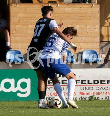 Fussball Regionalliga Mitte.  Treibach gegen Voitsberg.  Marius Leo Maierhofer (Treibach),   Philipp Sick  (Voitsberg).  Treibach, am 15.8.2025.
Foto. Kuess
www.qspictures.net
---
pressefotos, pressefotografie, kuess, qs, qspictures, sport, bild, bilder, bilddatenbank