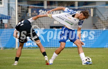 Fussball Regionalliga Mitte.  Treibach gegen Voitsberg. Erik Kovac  (Treibach),   Philipp Sick  (Voitsberg).  Treibach, am 15.8.2025.
Foto. Kuess
www.qspictures.net
---
pressefotos, pressefotografie, kuess, qs, qspictures, sport, bild, bilder, bilddatenbank