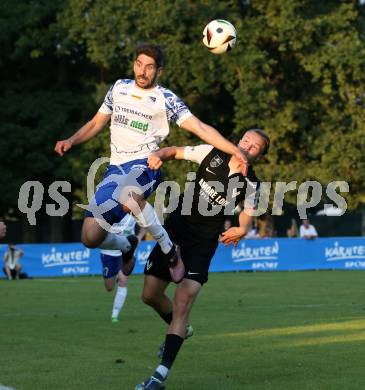 Fussball Regionalliga Mitte.  Treibach gegen Voitsberg.  Michael Novak (Treibach),   Jonas Gmeindl  (Voitsberg).  Treibach, am 15.8.2025.
Foto. Kuess
www.qspictures.net
---
pressefotos, pressefotografie, kuess, qs, qspictures, sport, bild, bilder, bilddatenbank