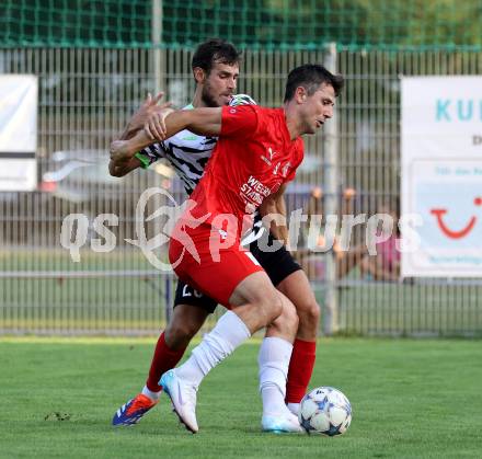 Fussball Kaerntner Liga.  KAC1909 gegen ATUS Ferlach. Mihret Topcagic  (KAC),  Martin Sustersic  (Ferlach).  Klagenfurt, am 14.8.2025.
Foto. Kuess
www.qspictures.net
---
pressefotos, pressefotografie, kuess, qs, qspictures, sport, bild, bilder, bilddatenbank