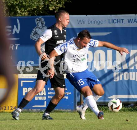 Fussball Regionalliga Mitte.  Treibach gegen Voitsberg.  Vahid Muharemovic (Treibach),  Jonas Gmeindl   (Voitsberg).  Treibach, am 15.8.2025.
Foto. Kuess
www.qspictures.net
---
pressefotos, pressefotografie, kuess, qs, qspictures, sport, bild, bilder, bilddatenbank