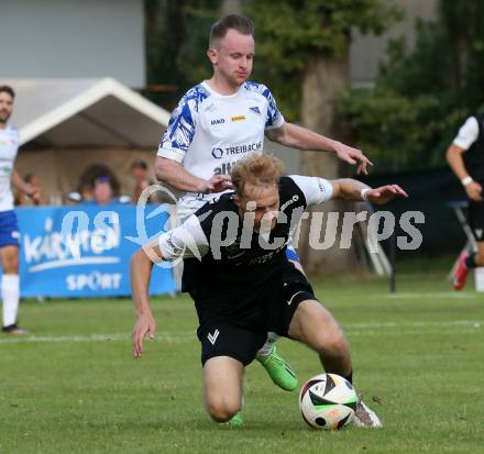 Fussball Regionalliga Mitte.  Treibach gegen Voitsberg.  Thomas Pirker (Treibach),  Maximilian Suppan   (Voitsberg).  Treibach, am 15.8.2025.
Foto. Kuess
www.qspictures.net
---
pressefotos, pressefotografie, kuess, qs, qspictures, sport, bild, bilder, bilddatenbank