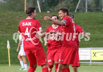 Fussball Kaerntner Liga.  Koettmannsdorf gegen SAK.  Torjubel Luka Gajic  (SAK).  Klagenfurt, am 17.8.2025.
Foto. Kuess
www.qspictures.net
---
pressefotos, pressefotografie, kuess, qs, qspictures, sport, bild, bilder, bilddatenbank