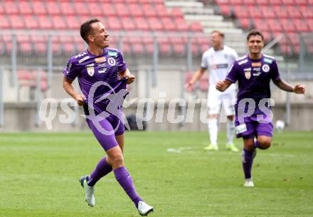 Fussball 2. Liga. SK Austria Klagenfurt gegen SW Bregenz.  Torjubel  Michael Lang,  (Klagenfurt). Klagenfurt, 23.8.2025.
Foto: Kuess
www.qspictures.net
---
pressefotos, pressefotografie, kuess, qs, qspictures, sport, bild, bilder, bilddatenbank