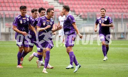 Fussball 2. Liga. SK Austria Klagenfurt gegen SW Bregenz.  Torjubel  Michael Lang,  (Klagenfurt). Klagenfurt, 23.8.2025.
Foto: Kuess
www.qspictures.net
---
pressefotos, pressefotografie, kuess, qs, qspictures, sport, bild, bilder, bilddatenbank