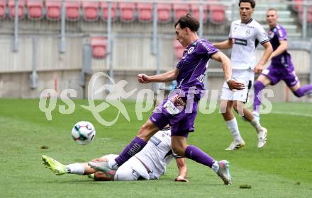Fussball 2. Liga. SK Austria Klagenfurt gegen SW Bregenz.   Elias Jandrisevits (Klagenfurt), Isak Vojic  (Bregenz). Klagenfurt, 23.8.2025.
Foto: Kuess
www.qspictures.net
---
pressefotos, pressefotografie, kuess, qs, qspictures, sport, bild, bilder, bilddatenbank