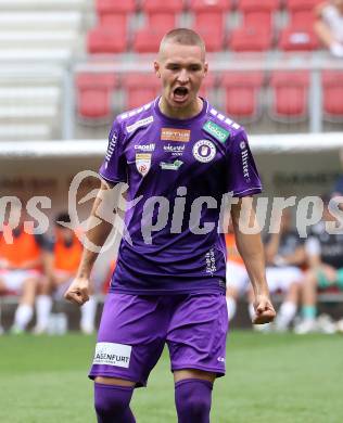 Fussball 2. Liga. SK Austria Klagenfurt gegen SW Bregenz.  Torjubel Bartol Barisic (Klagenfurt). Klagenfurt, 23.8.2025.
Foto: Kuess
www.qspictures.net
---
pressefotos, pressefotografie, kuess, qs, qspictures, sport, bild, bilder, bilddatenbank