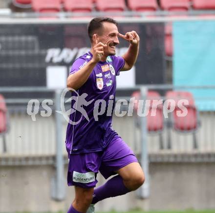 Fussball 2. Liga. SK Austria Klagenfurt gegen SW Bregenz.  Torjubel  Michael Lang,  (Klagenfurt). Klagenfurt, 23.8.2025.
Foto: Kuess
www.qspictures.net
---
pressefotos, pressefotografie, kuess, qs, qspictures, sport, bild, bilder, bilddatenbank