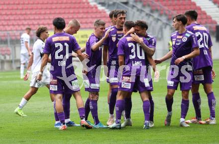 Fussball 2. Liga. SK Austria Klagenfurt gegen SW Bregenz.  Torjubel  Michael Lang,  (Klagenfurt). Klagenfurt, 23.8.2025.
Foto: Kuess
www.qspictures.net
---
pressefotos, pressefotografie, kuess, qs, qspictures, sport, bild, bilder, bilddatenbank