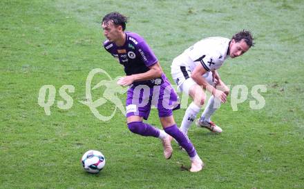 Fussball 2. Liga. SK Austria Klagenfurt gegen SW Bregenz.  Marcel Krnjic (Klagenfurt), Simon Luechinger  (Bregenz). Klagenfurt, 23.8.2025.
Foto: Kuess
www.qspictures.net
---
pressefotos, pressefotografie, kuess, qs, qspictures, sport, bild, bilder, bilddatenbank